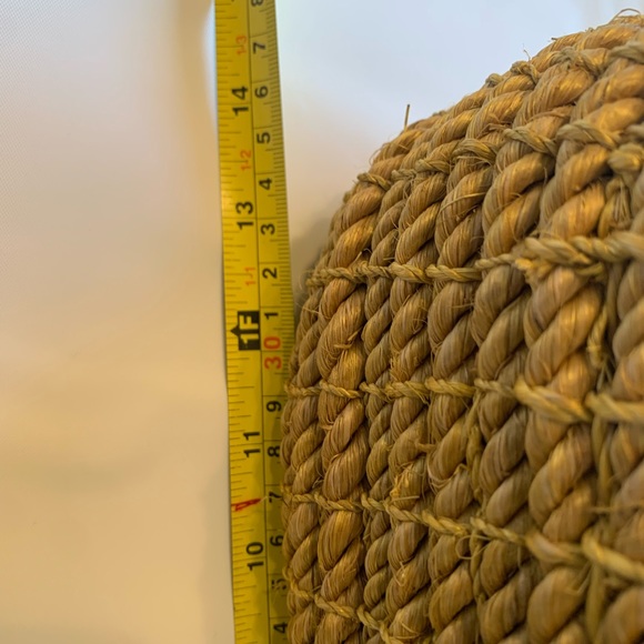 Triodream handwoven natural abaca fabric and amp, leather handles baguette shape - Picture 6 of 7